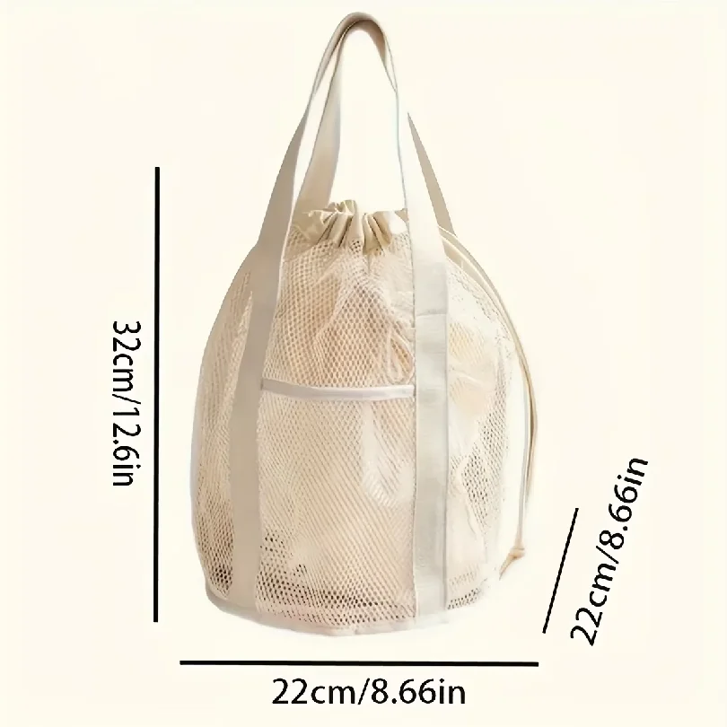 Travel Large Capacity Mesh Nylon Cosmetic Bag Organizer Foldable Casual Mesh Drawstring Bags Rope Bundle Pocket Swim Washing Bag