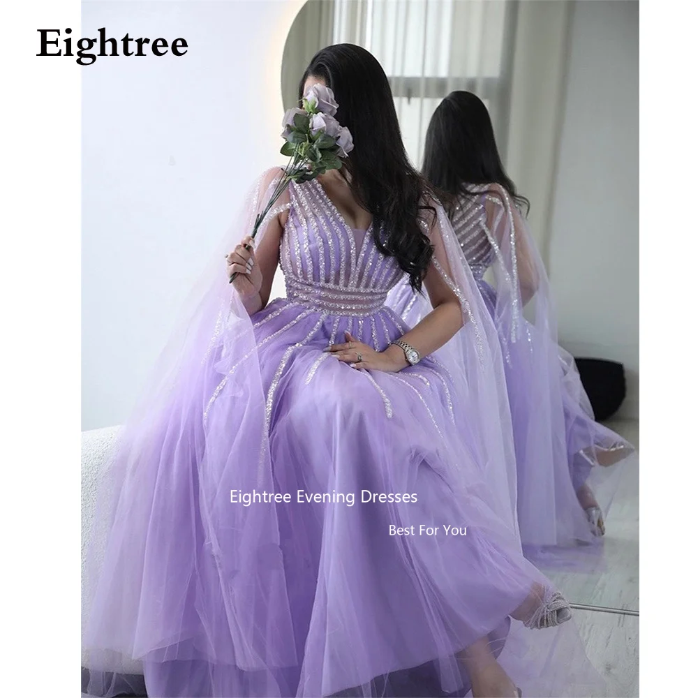 

Eightree Vintage Luxury Abendkleider Dubai Evening Dresses Tulle Sequined Long A Line Formal Occasion Dresses Wedding Party Dres