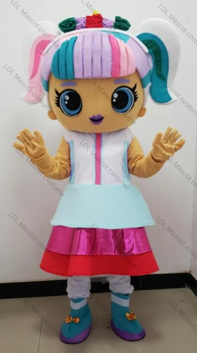 Costume de mascotte de poupée de fille, robe de paupières de Noël, costume d'Halloween, soleil libre