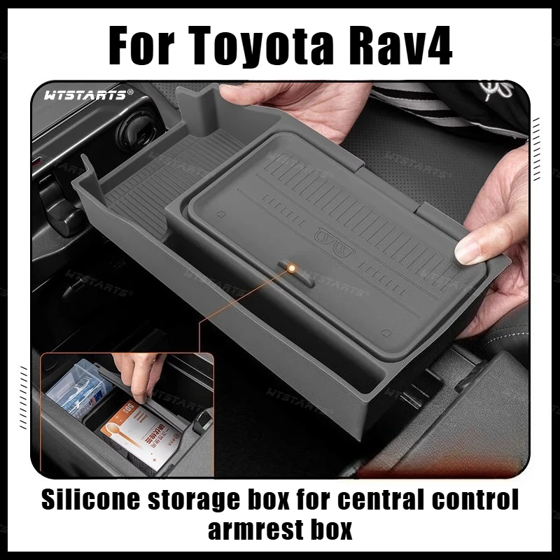 For Toyota Rav4 2026 Armrest storage box tray organizer Non-slip silicone Silicone storage box for central control armrest box