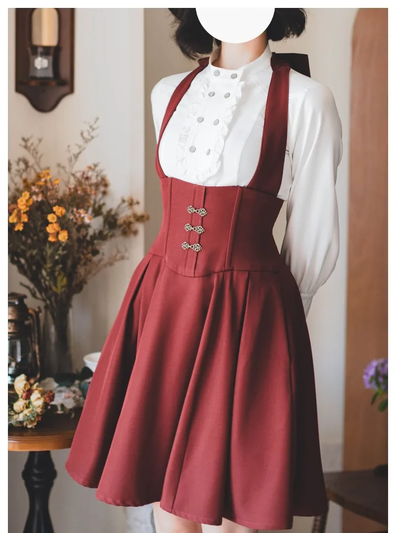 Japanese Style Retro Small Stand Collar Lamb Leg Sleeves Blouse Elegant Classical 2025 Autumn Long Sleeved Double Breasted Shirt