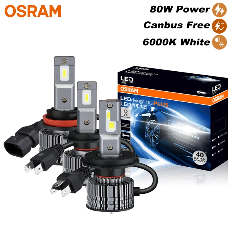 

OSRAM LED H4 H7 H11 CF2.0 Plus Car Headlight HB3 HB4 80W Power 12/24V High Low Beam 6000K Bright White Upgarde Lamps Fog Light