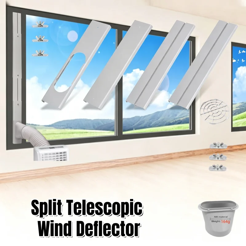 Split Telescopic Wind Deflector for Portable Mobile Air Conditioner Adjustable Length Wind Shield Baffle AccessoryWindow Kit
