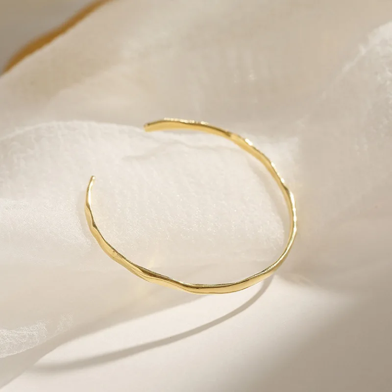 ENSHIR Silver Color Irregular Cuff Bracelet for Women Men High Polish Open Bangle Jewelry