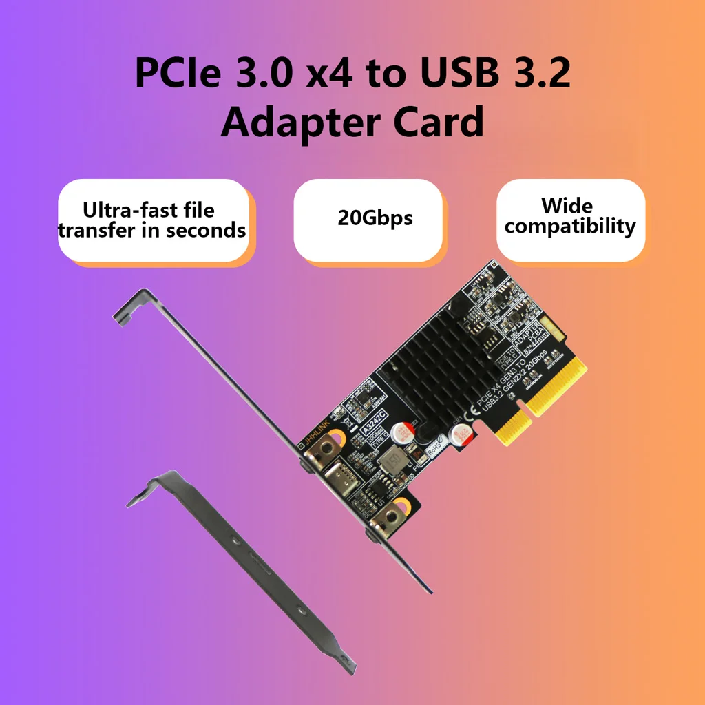 PCIe 3.0 X4 auf USB 3.2 Gen2x2 Typ-C-Erweiterungskarte, 20 Gbit/s-Adapter für externe NVMe-SSDs, kompatibel mit ATX- und SFF-Gehäusen. – Detail 3