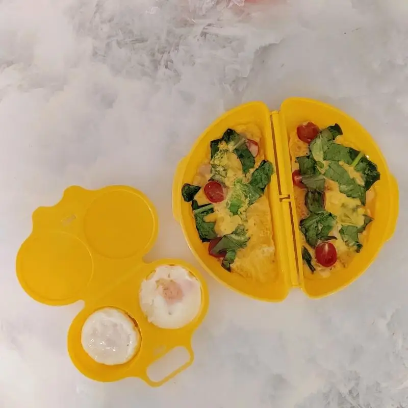 2PCS Useful Microwave Omelette Egg Maker Tray Non-toxic Eggs Steamer Box Silicone Egg Cooker Egg Poacher Kitchen Cooking Tools