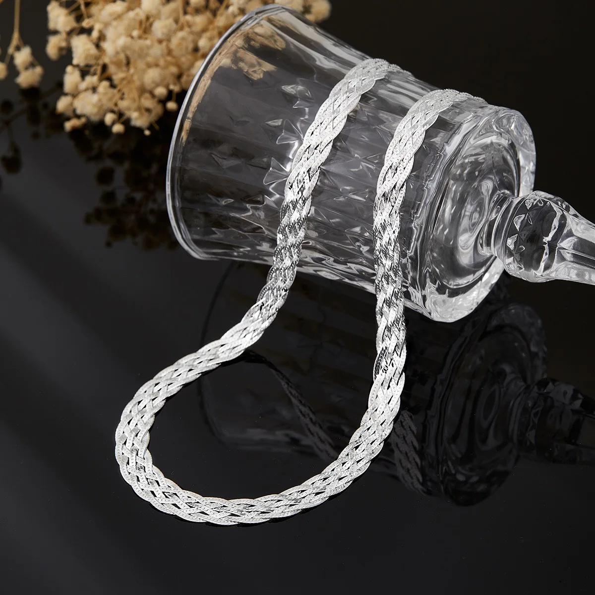 

Necklaces For Women Italy Six Thread Weaving Chain 925 Sterling Silver Jewelry Neck Necklace Luxury High Quality Female Gifts