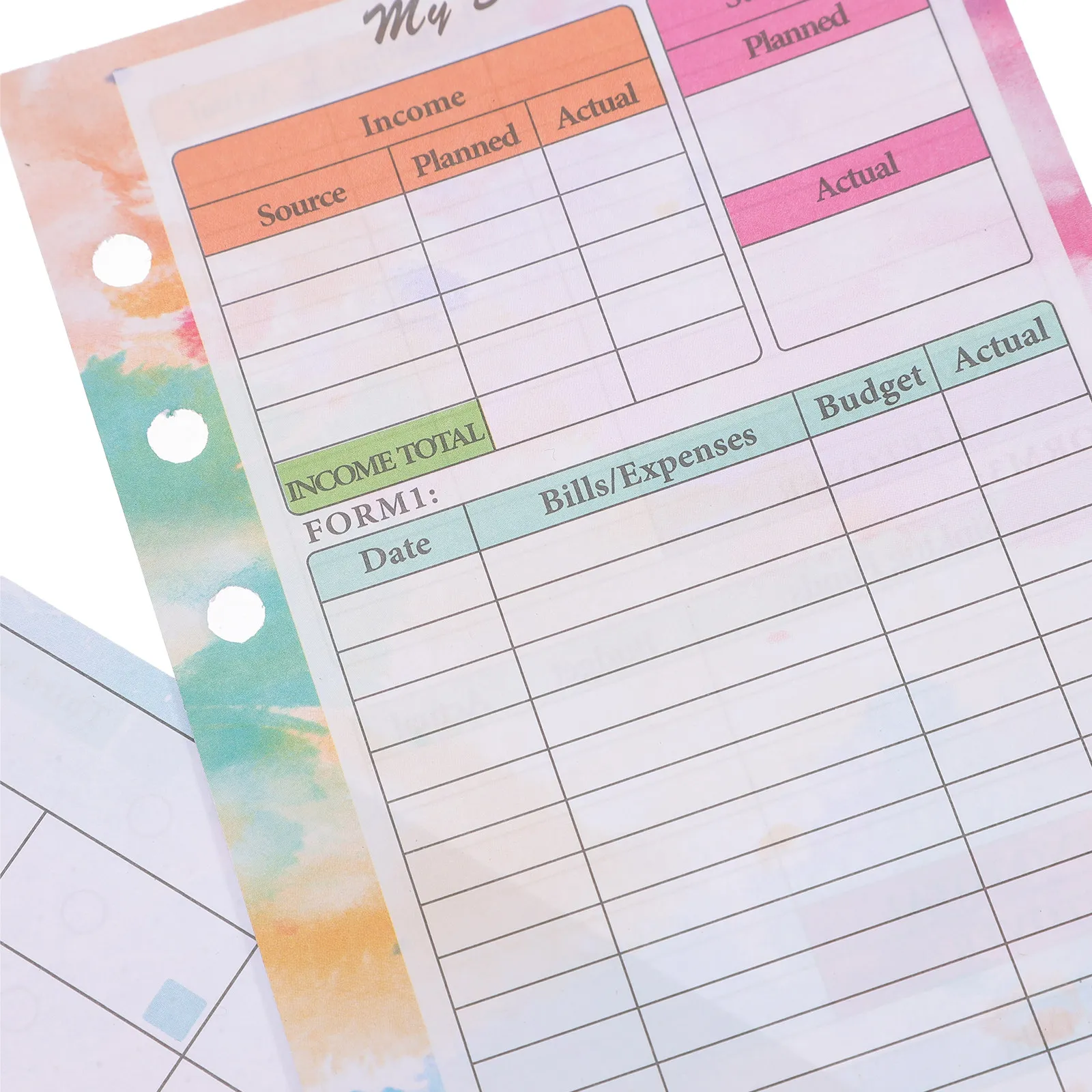 1Set Budget Binder Notebook Loose Leaf Sheets Portable Expense Tracking Notepad Cash Notepad Money Recording Papers for Travel