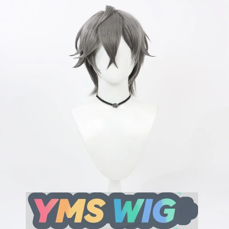 【Hombre libre】Zenless Zone Zero Male Wise Cosplay peluca pelo gris oscuro superior en capas rizo inverso
