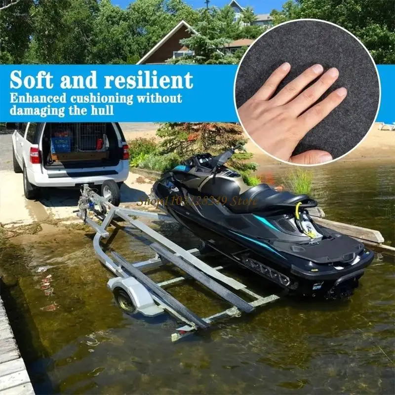 N5KD Flexible Boat Trailer Bunk Covering with Trimmable Carpet Roll Format, Separate Backing Layer and Board Installation for