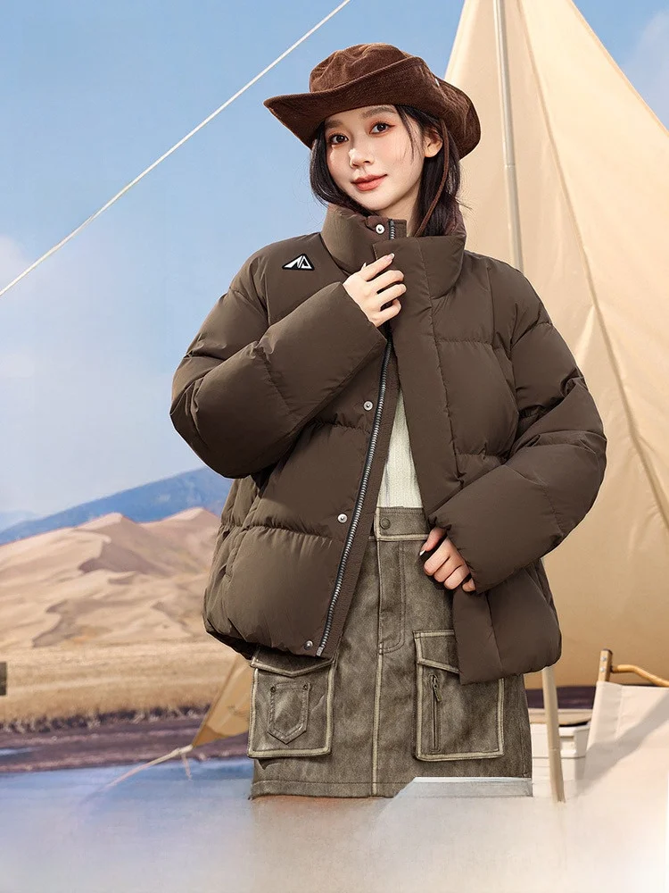 

Faionable ort Puffer Jaet Women's Stand Collar down Coat Sweet Sle Polyester Fiber Du down Filling 2024 Winter Coll...