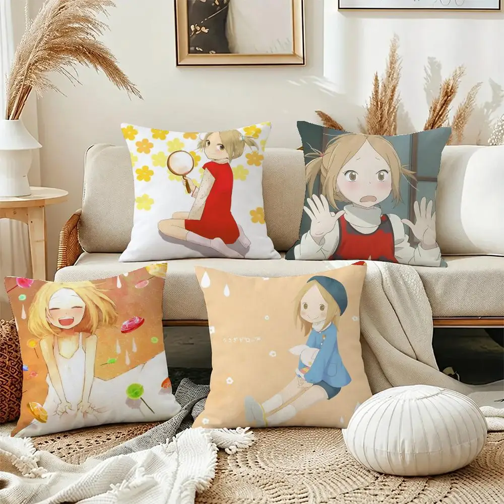Cute Anime Usagi Drop Cushion Cover Short Plush Pillowcase, Washable Wrinkle Resistant Cover for Bedroom Gift