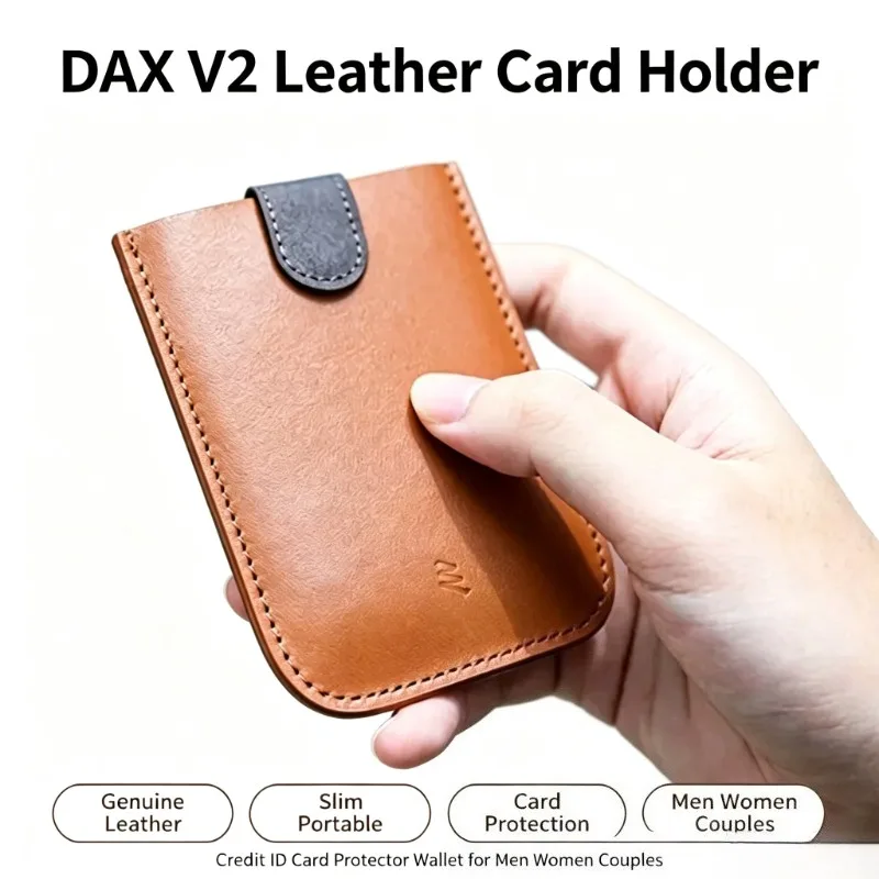 DAX V2 Gradient Leather Card Holder Slim Portable Credit ID Card Wallet Mini Pocket Card Protector Purse For Men Women Travel