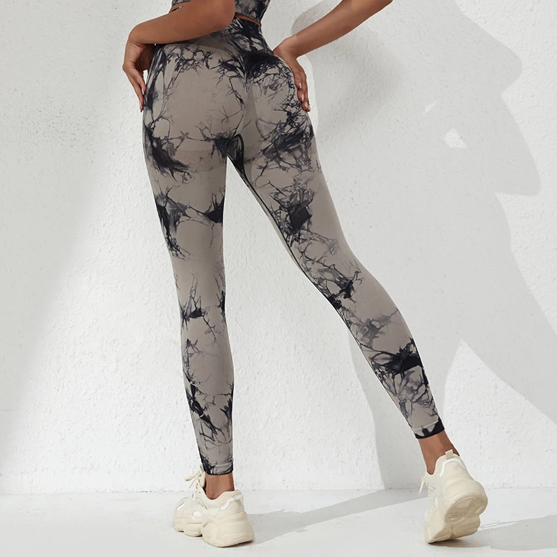 NORMOV-pantalones de Yoga Tie Dye para mujer, Leggings deportivos de cintura alta con estampado sin costuras, mallas Push Up de entrenamiento