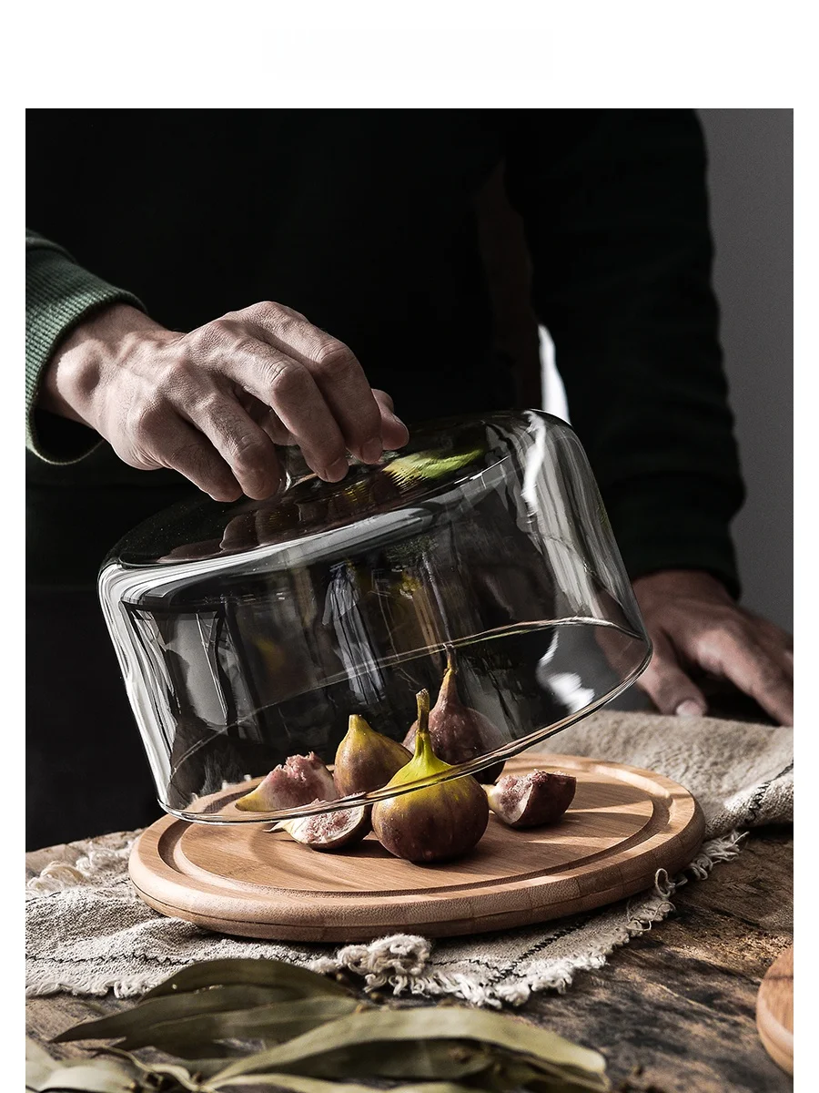 

Modern Simple Glass Cake Tray with Cover for ternoon Tea Dert Display Chinese Pastry Try Eating Tray Home Decor Accories