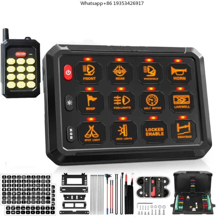 Eight-button, twelve-button, wireless remote control for touch switch panel RV off-road vehicle yacht modification RGB