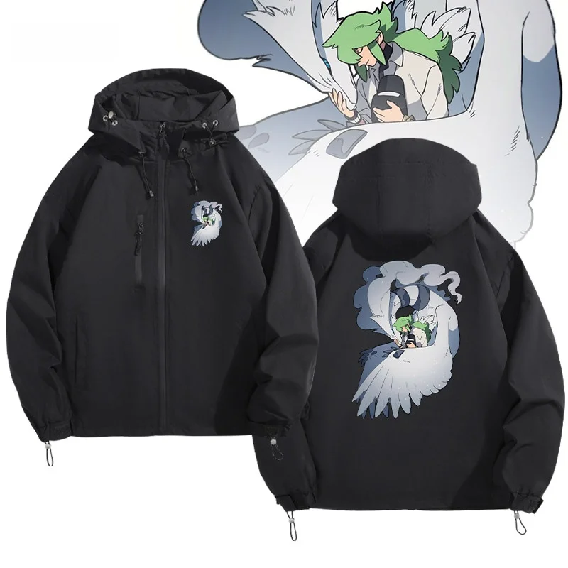 

Мужская повседневная толстовка с капюшоном в стиле аниме, на молнии, из полиэстера, стандартной длины