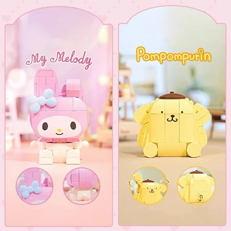 Genuine keeppley Sanrio Kuromi building blocks HelloKitty mymelody assembled toys Cinnamoroll model ornaments birthday gift