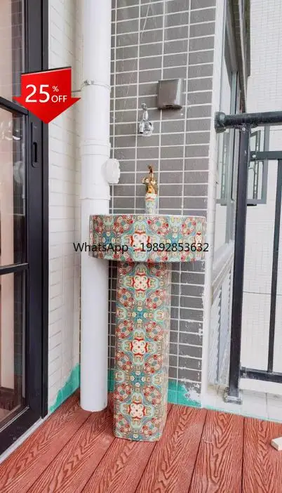 O3-25  retro outdoor wash basin column basin column washbasin  integrated wash  sink  washbasin