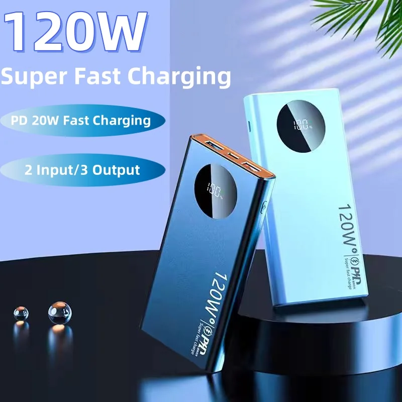 20000 mAh Ultracienki Power Bank 120 W Super szybkie ładowanie Podwójne USB dla iphone 16 15 X Samsung PD20W Typ C Szybkie ładowanie Powerbank