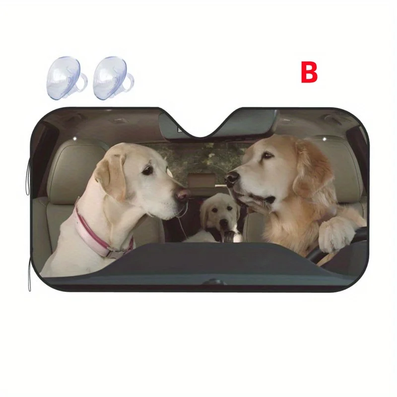 Dog Print Car Windshield Sun Visor, Purple Eyelash Front Window Sun Visor, Folding Block Sun Visor For Car, Sedan, Truck, SUV (C