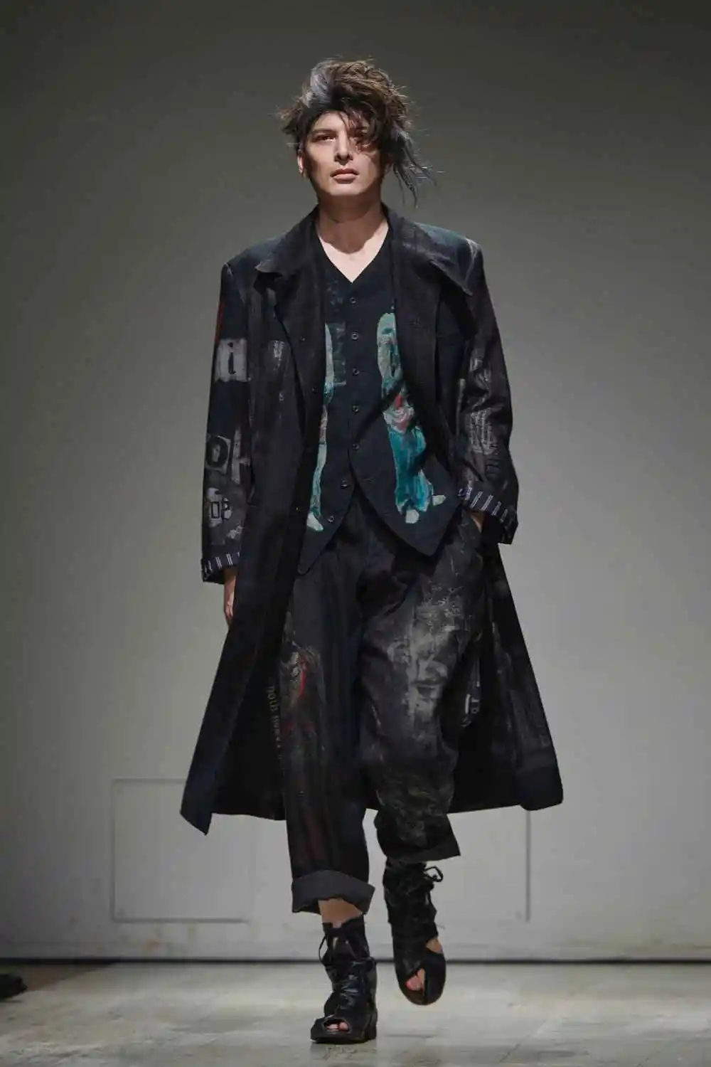 TOP-YAMOTO التصميم الأصلي خطوط قطنية داكنة للرجال فضفاضة كبيرة الحجم مشبك بوذا #3