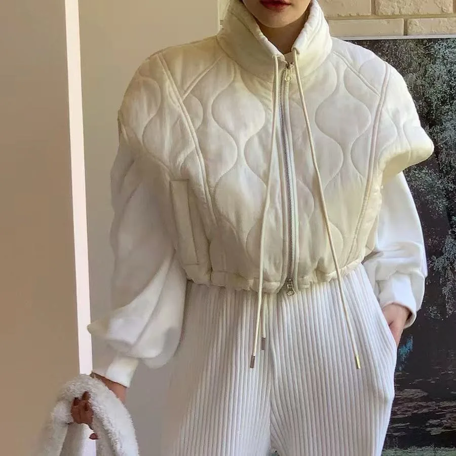 

Женский жилет с цветочной вышивкой Ele Gourd, хлопковая куртка, верхняя одежда для поездок на работу, длина, средняя теплая застежка-молния