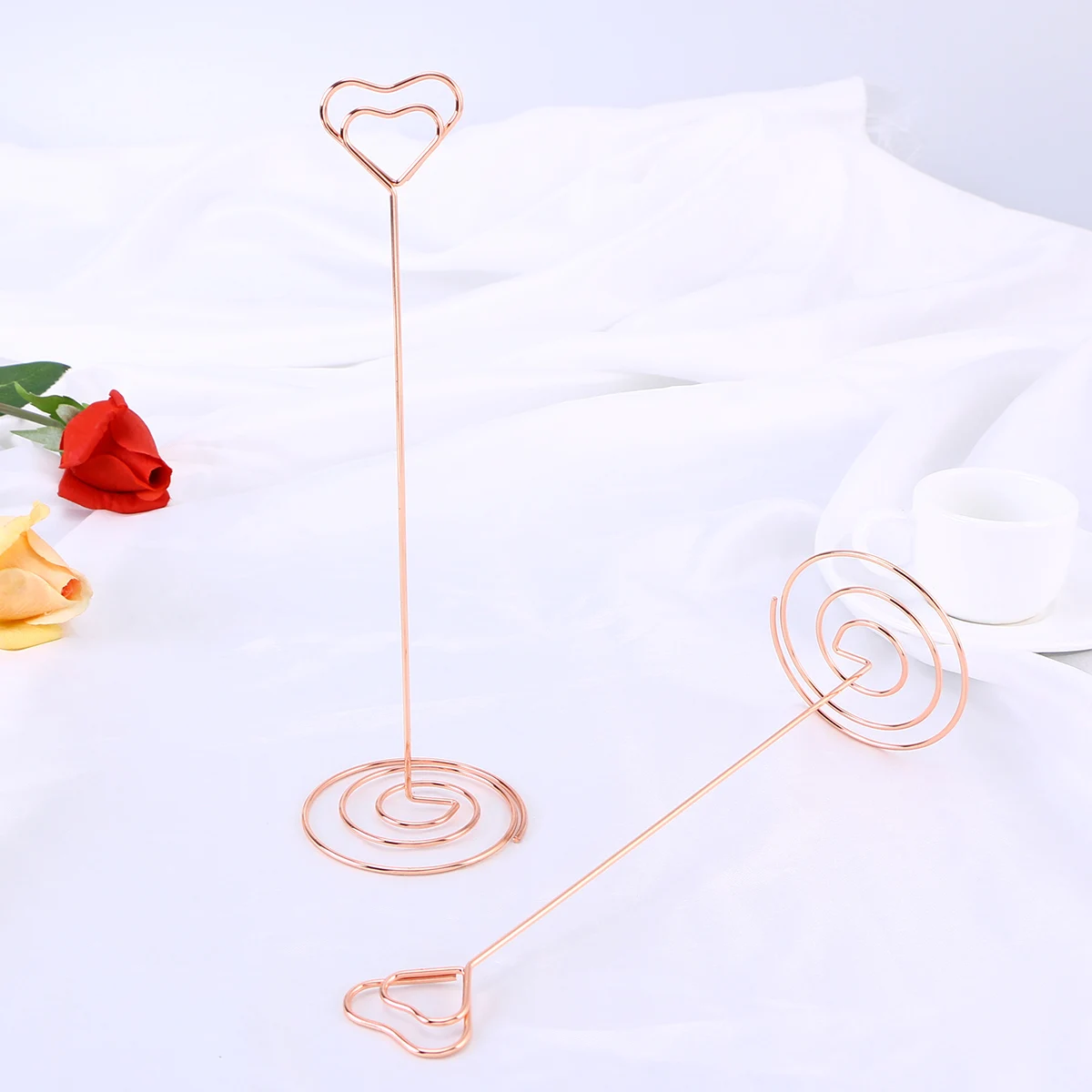 

10pcs Business Card Holder Heart Photo Stand Clip Shaped Clips Photo Stand Note Clip Golden 22x7x7cm Desk Organizer