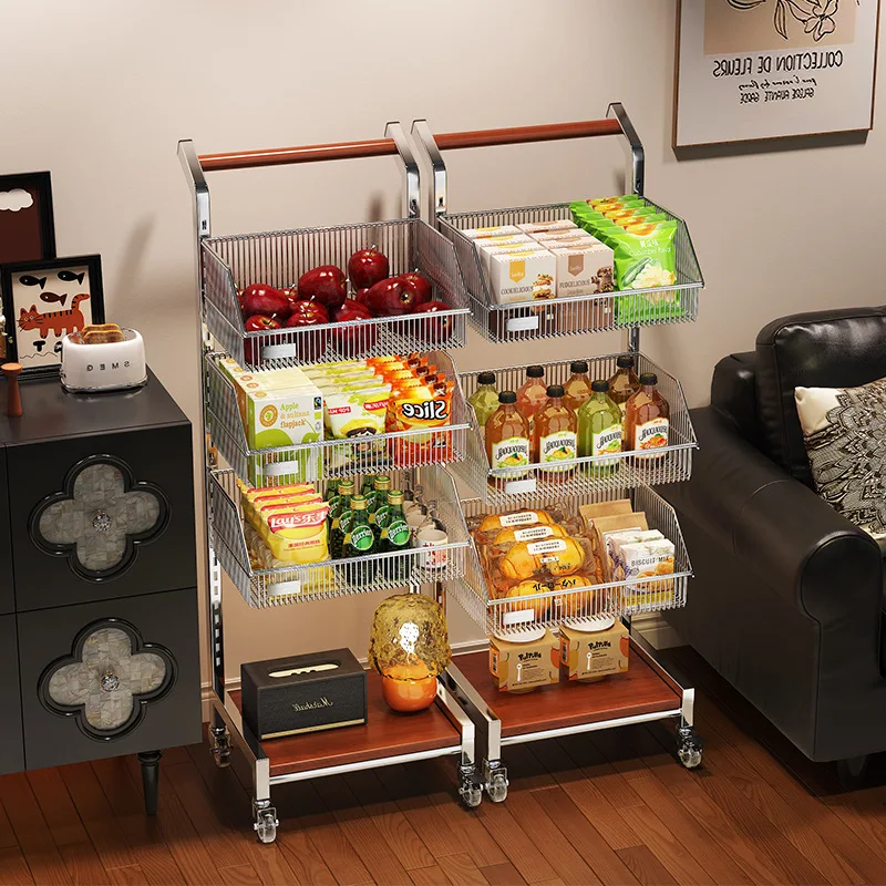 Hxl mobile cart - snack, beverage & storage rack - freestanding kitchen multi-tier organizer