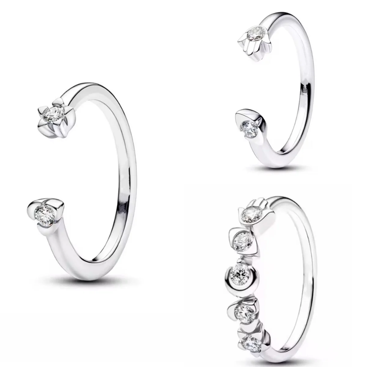 

2026 New 925 Sterling Silver Simple White Hand Eye Flower Ring Fit Lover's Holiday Gift Jewelry Flower Rings