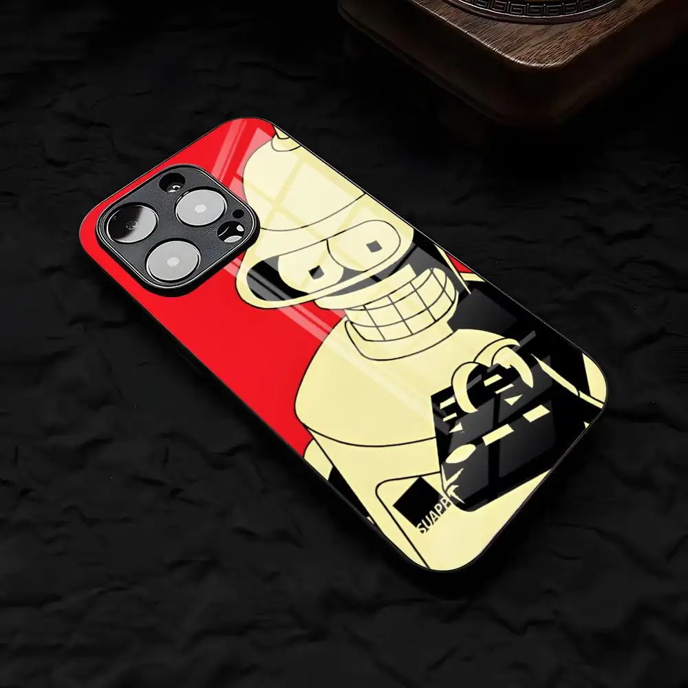 Custodia per telefono Anime F-Futuramas B-Benders per IPhone 17 Air 16 E Pro Max 15 14 13 Mini 12 Pro 11 Max Plus Cover in vetro nero