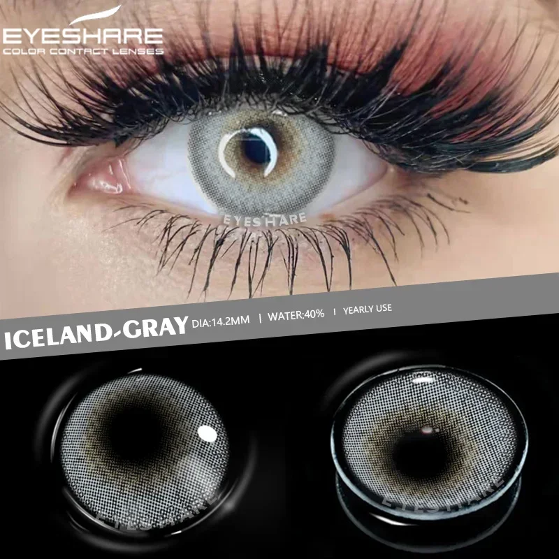 EYESHARE 1 Paar farbige Kontaktlinsen, natürliches Aussehen, graue Augenlinsen, braune Kontaktlinsen, blaue Linsen, schnelle Lieferung, grüne Augenlinse