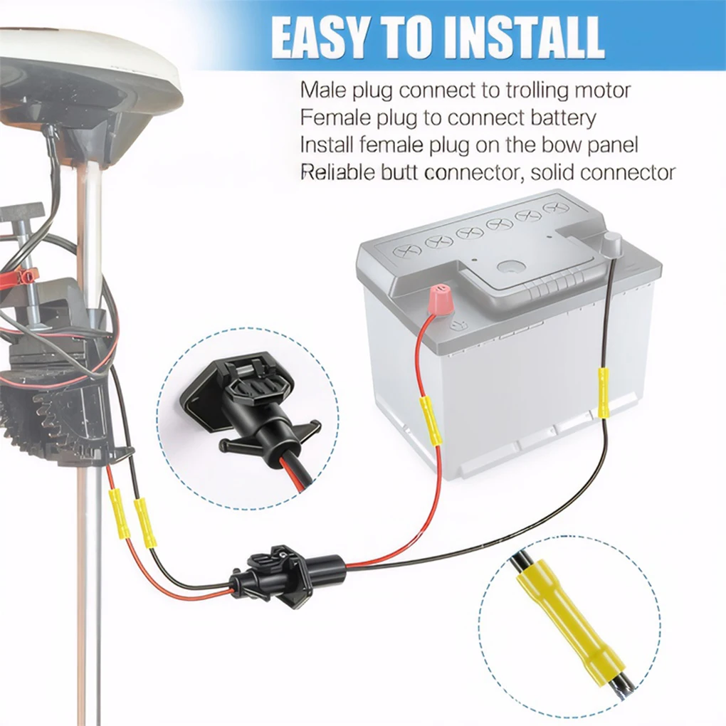 2 enchufes de Motor de arrastre hembra fáciles de instalar, Conector de Motor impermeable de amplia compatibilidad