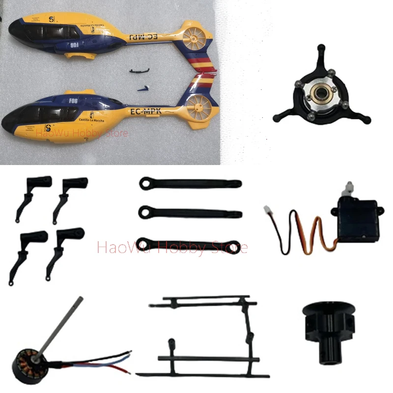 YXZNRC F06 EC135 2.4G 6CH Direct Drive Dual Brushless RC Helicopter Components  principal axis  Horizontal axis  fuselage  etc.