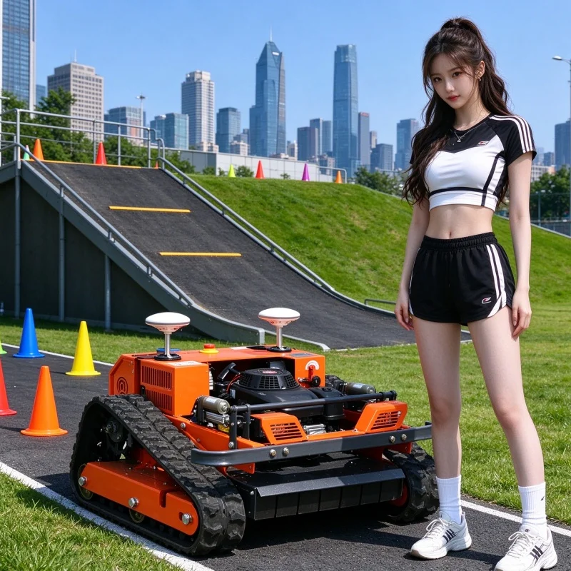 Customized Remote Control Tracked Steep Slope Mower With Rubber Crawler For Highway Embankment Grass Cutting lawn mower