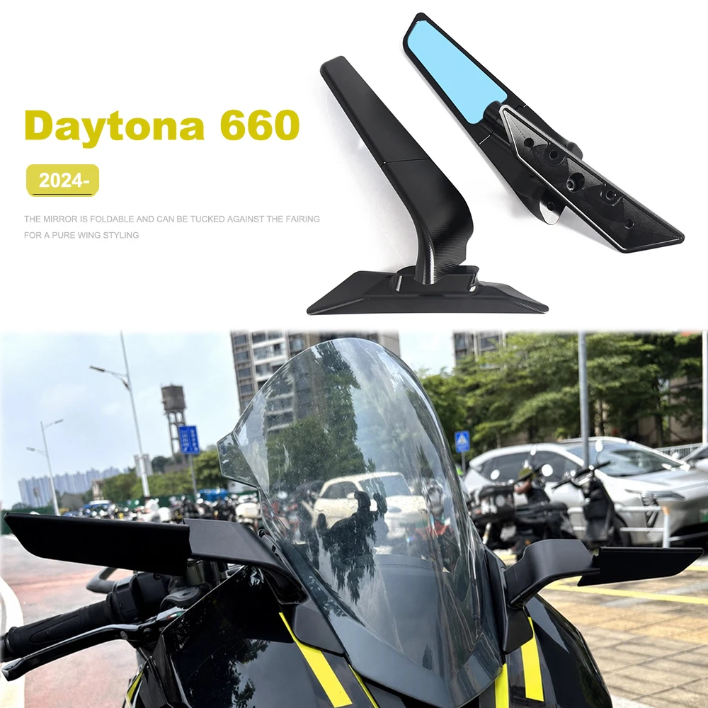 

Motorcycle Wind Wing Side Mirror Fit For Daytona 660 Daytona660 2024 2025 2026 Racing Wind Knife Rearview Mirrors Accessories