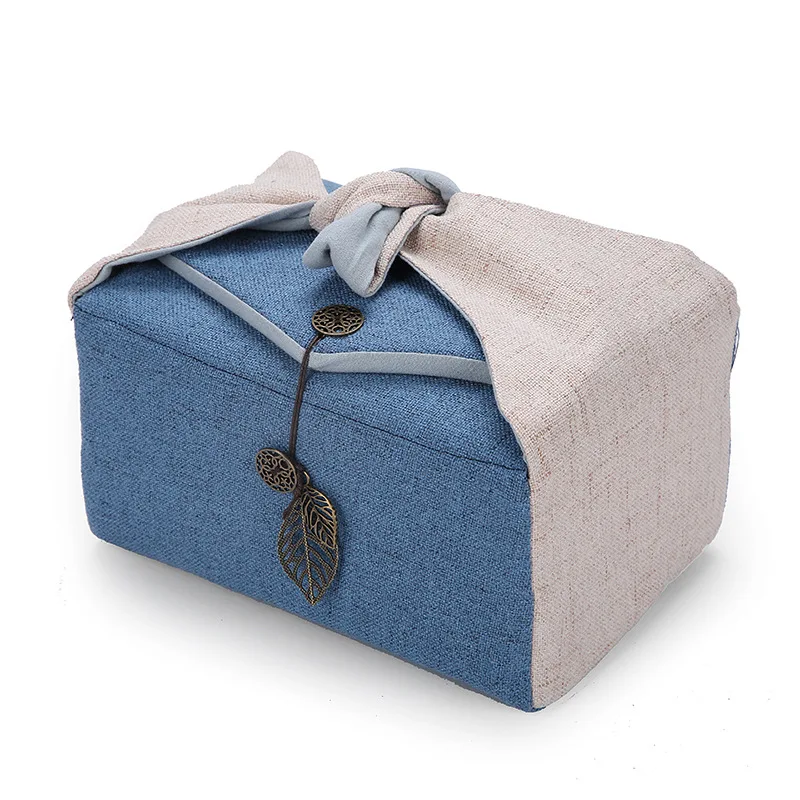 Cotton and Linen Travel Bags, Portable Teaware Organizer, Outdoor Handbag, Cup Protective Storage Bag