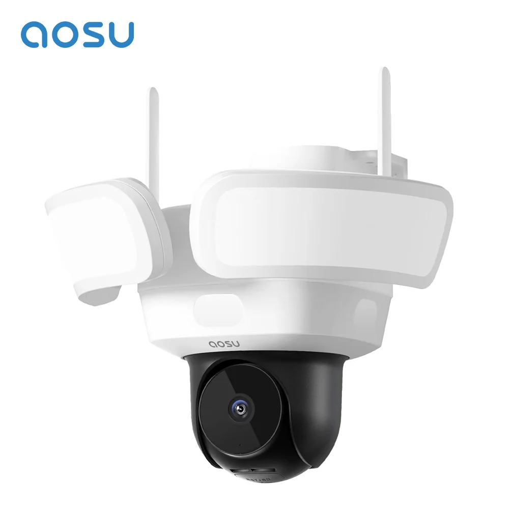 AOSU 5MP UHD Outdoor Wireless Camera 360° View Color Night Vision Floodlight Security Camera PIR Detection 2-way Audio WiFi Cam