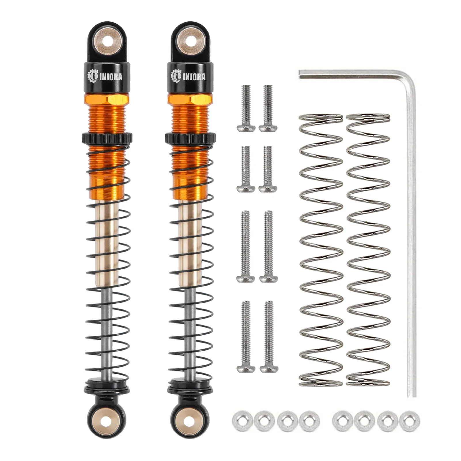 INJORA 51mm Aluminum Long Travel Threaded Double Barrel Shocks for 1/24 RC Crawler Axial AX24 SCX24 Upgrade