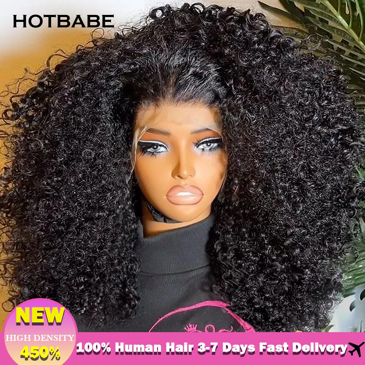 

High Density 450% Hd Lace Wig Human Hair Afro Kinky Curly 13x4 13x6 HD Lace Frontal Wig Pre Plucked Human Hair Wigs For Women