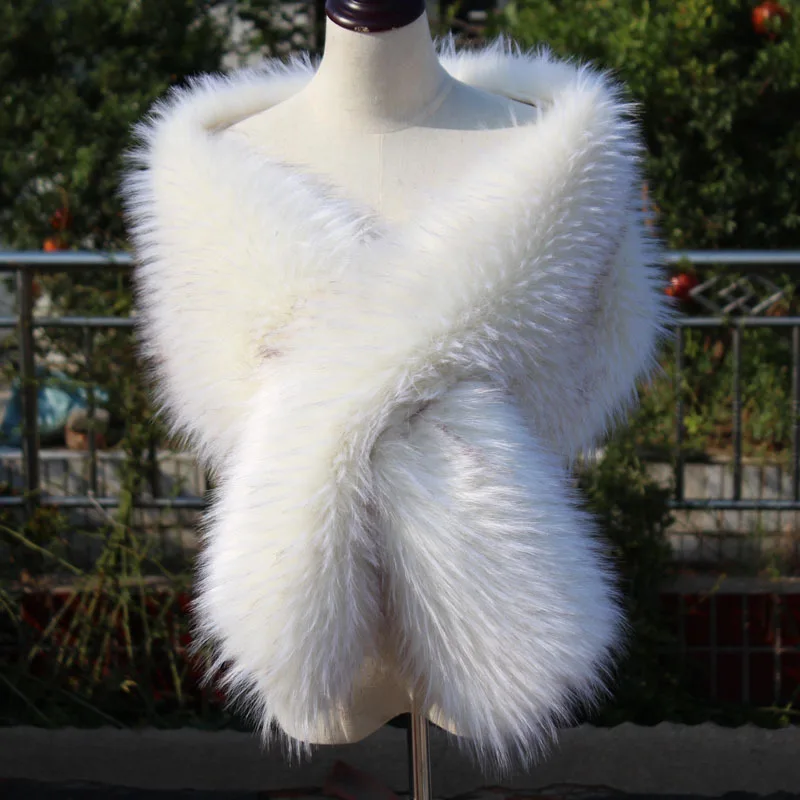 Walk Beside You Ivory Faux Fur Jackets for Women Wedding Wrap Shawl Bridal Bride Bolero Party Stole Cape Accessory Shrug Stock