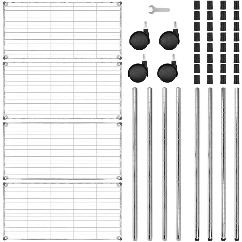 

Для 4-х уровневого сверхмощного стеллажа емкостью 1000 фунтов, хром, 35,43 дюйма Г x 17,72 дюйма Ш x 61,02 дюйма В дюйма