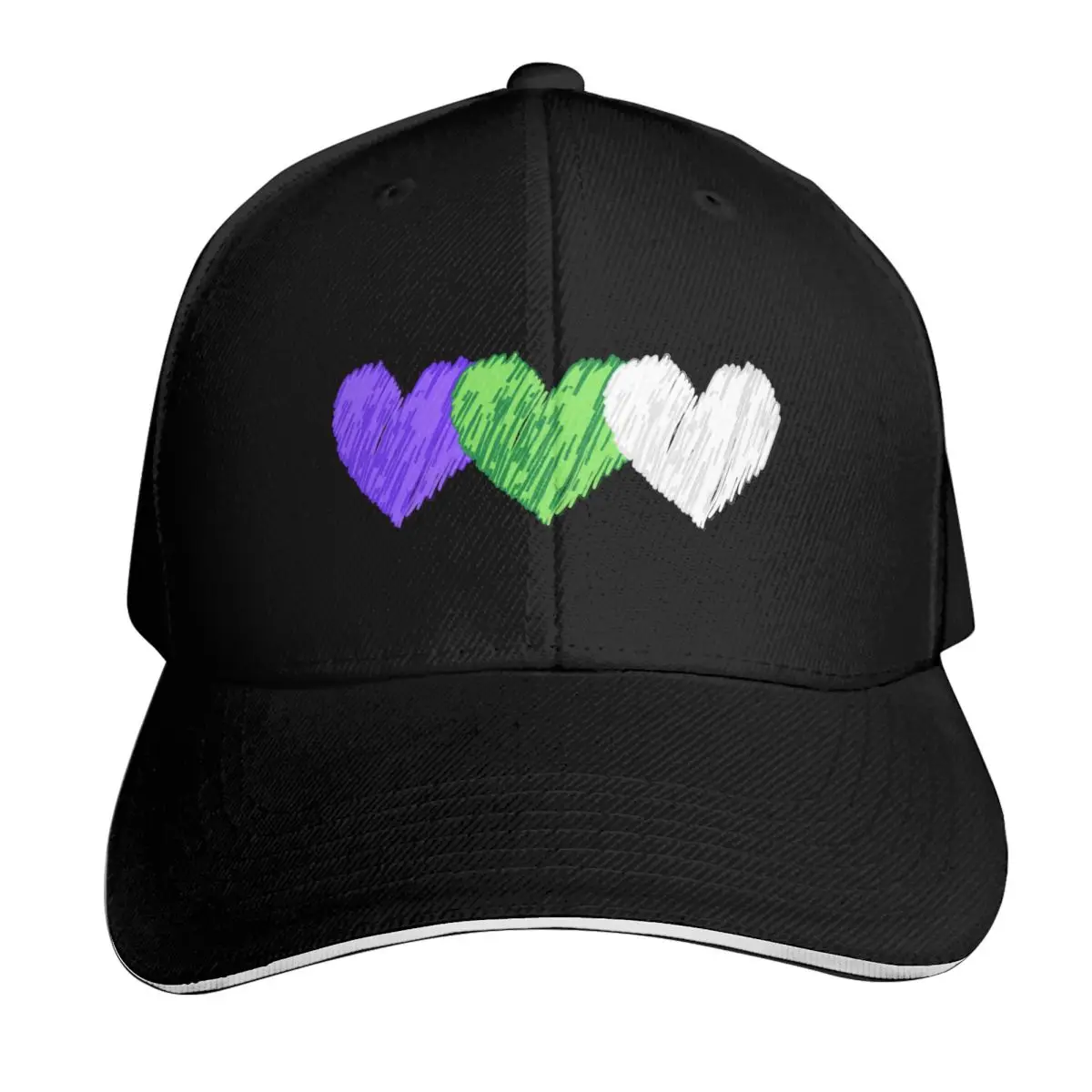 Suffragette Colours Hearts Baseball Cap Adjustable Buckle Closure Moisture Wicking Quick Dry Curved Brim Classic Fit