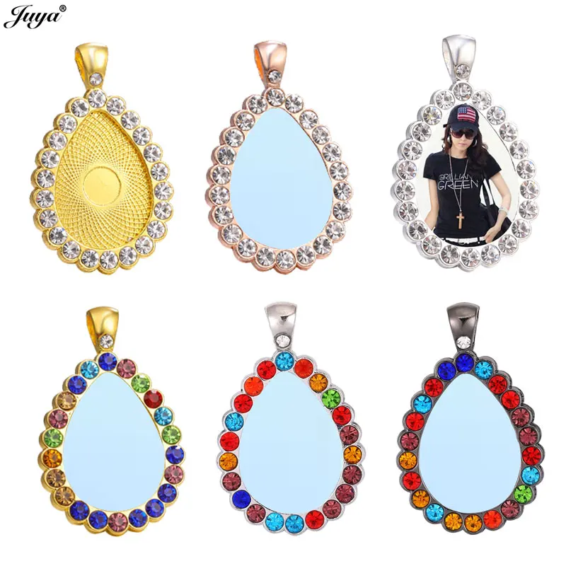 20pcs/set Blank Sublimation Pendant Bezels 18x25mm Teardrop Cabochon Base Tray For DIY Heat transfer Jewelry Making Accessories