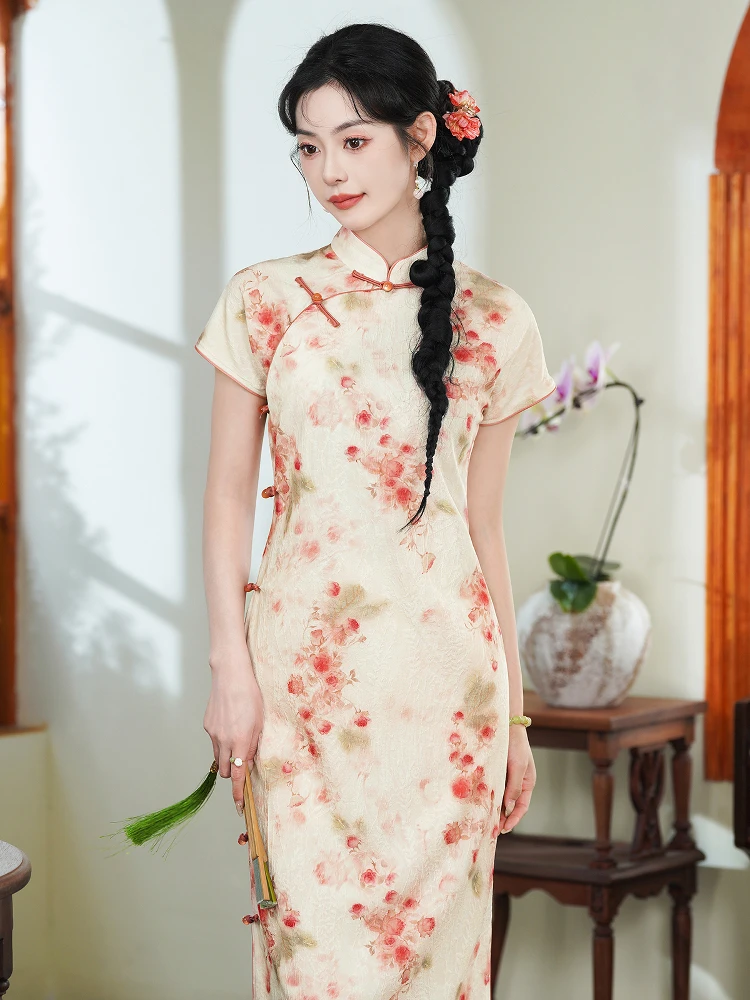 

Ruyun 'Innate ence' Young Sle Traditional Full Open Collar 2025 Summer New Daily New Chinese Sle Long