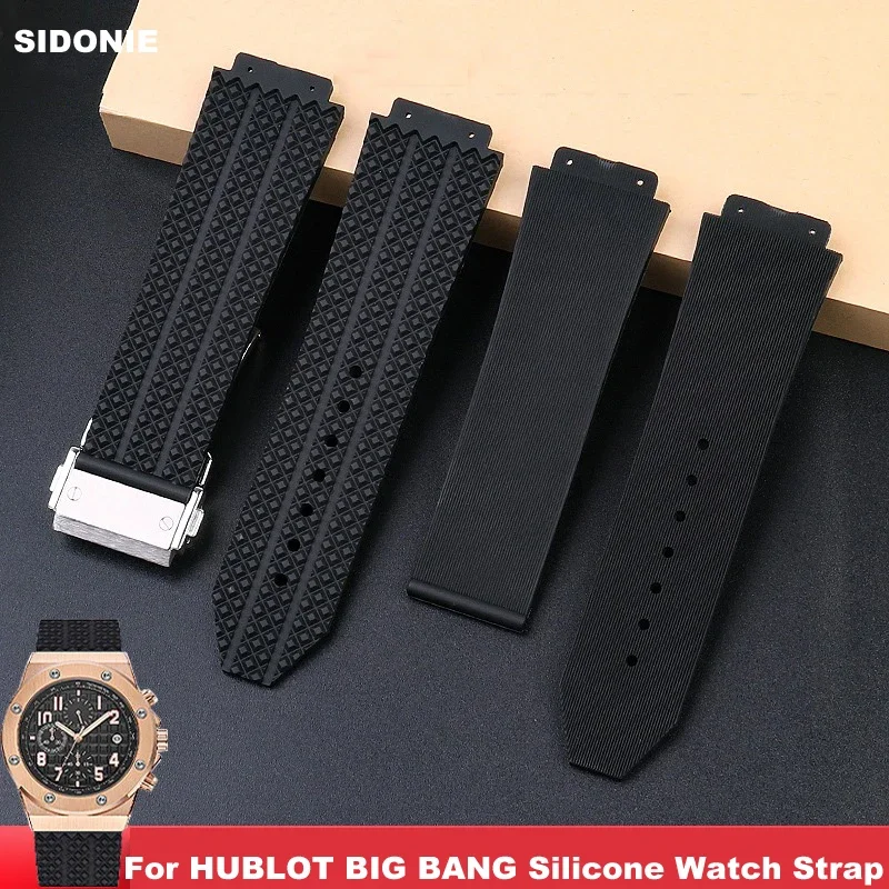 

Watch Band For HUBLOT BIG BANG Silicone Waterproof Men Watch Strap Chain Watch Accessories Rubber Bracelet Chain 26-19mm