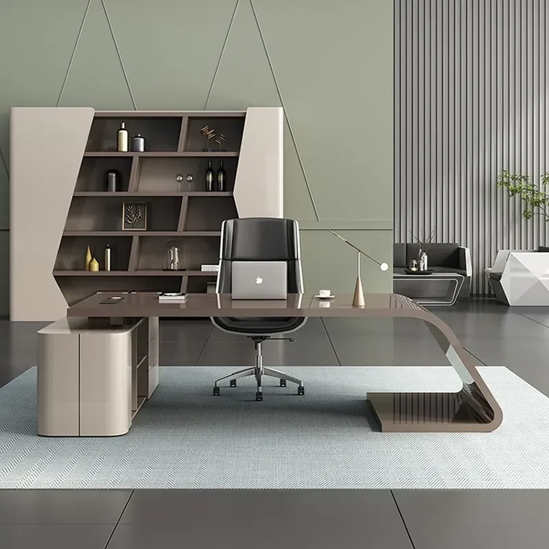 for Painted Office Desk and Chair Combination Boss Table Simple Modern Light Luxury Manager President Desk Office