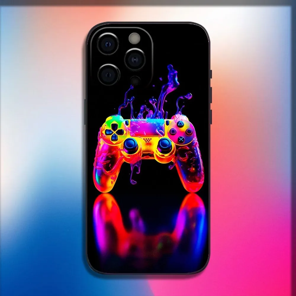 Game Console Gamepad Gamer Play Phone Case For iPhone 16,15,14,13,12,11,Pro,X,XS,Max,XR,Plus,Mini Soft Black Cover