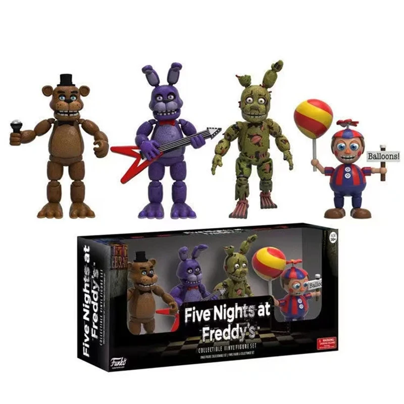 4pcs/Set Fnaf At Five Nights Security Breach Action Figures Bonnie Foxy Toy 5 Fazbear Bear Game Model Doll Kids Toy For Gift