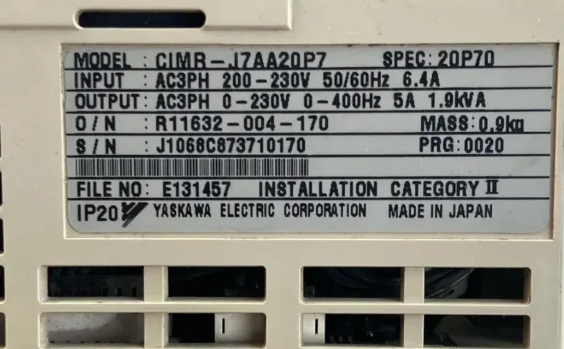 Frequency converter  1.9KVA 200-230V CIMR-J7AA20P7 quality assurance